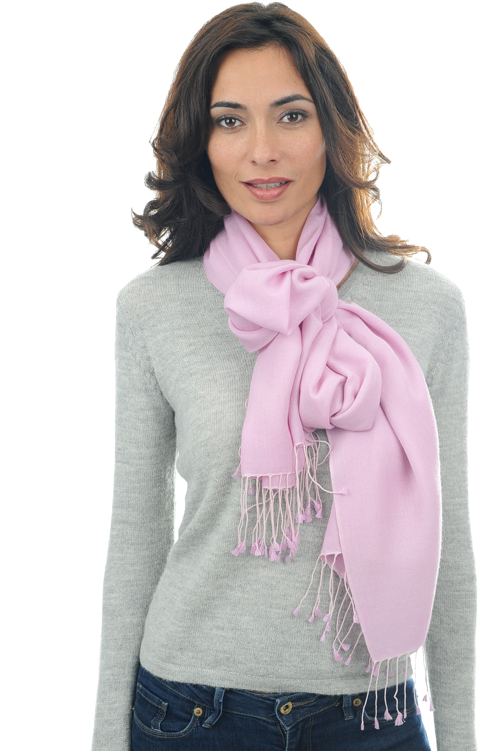 Cashmere & Seide accessoires kaschmir stolas platine rosa 201 cm x 71 cm